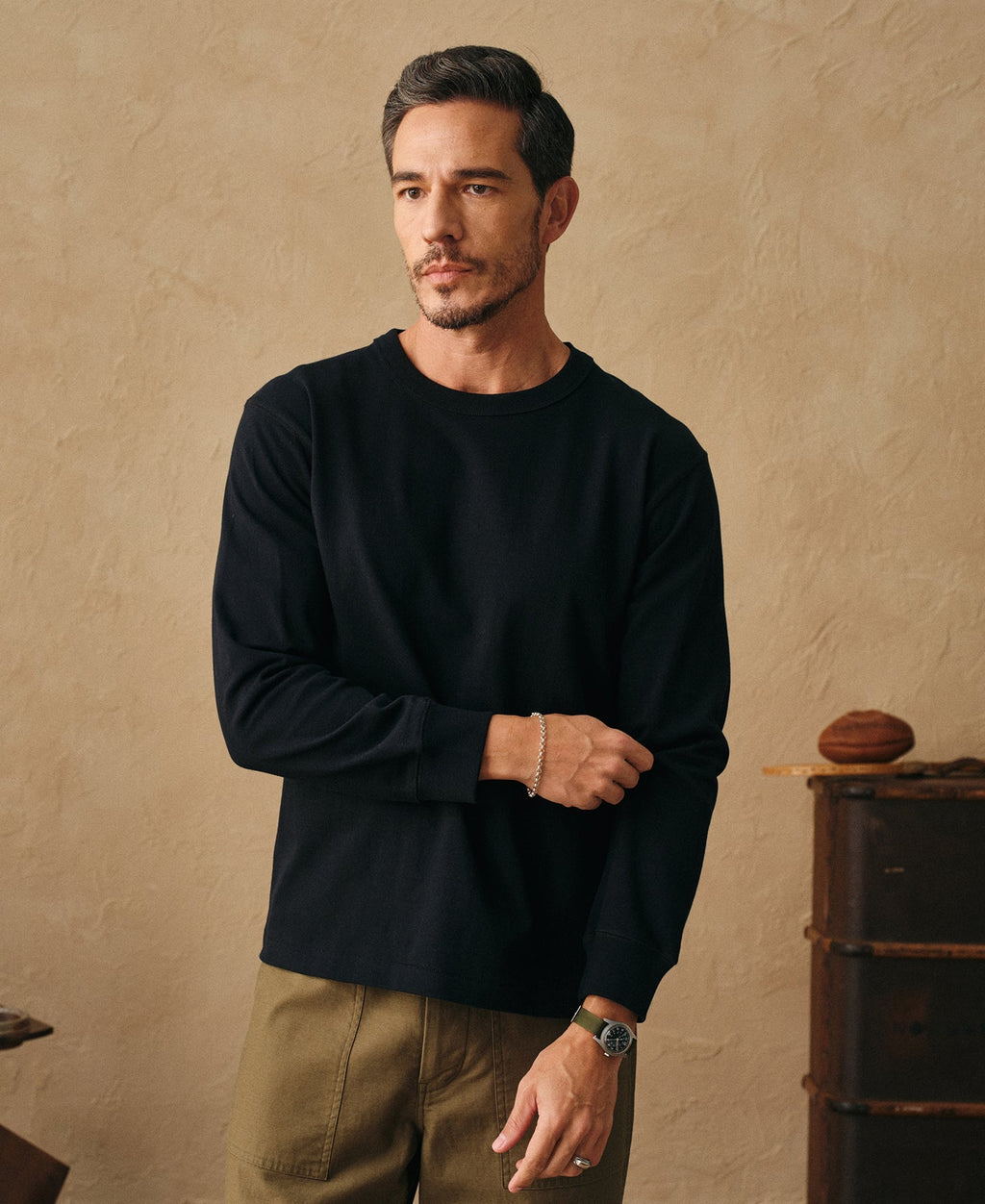 Loopwheel Long Sleeve Cotton T-Shirt