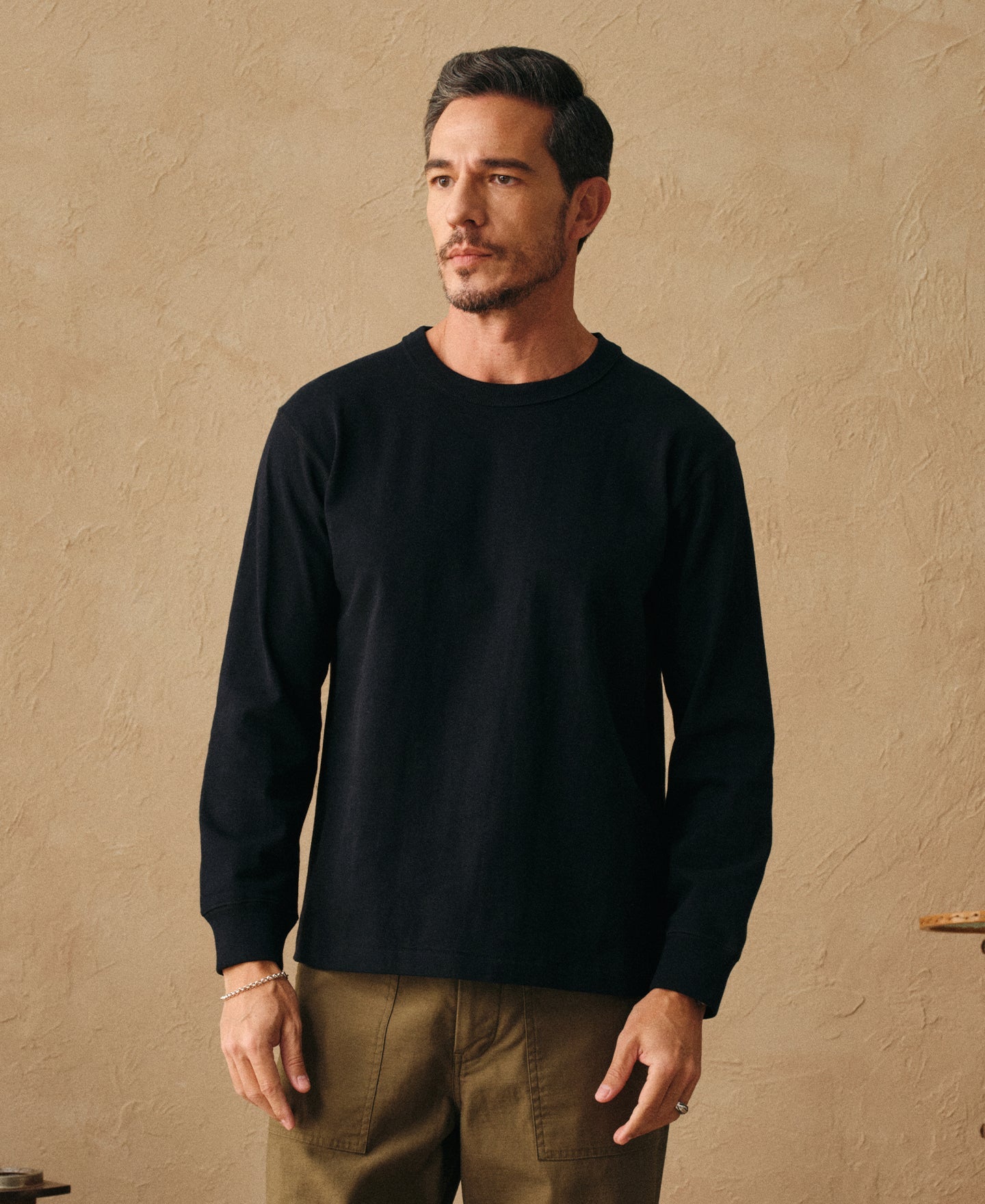 Loopwheel Long Sleeve Cotton T-Shirt