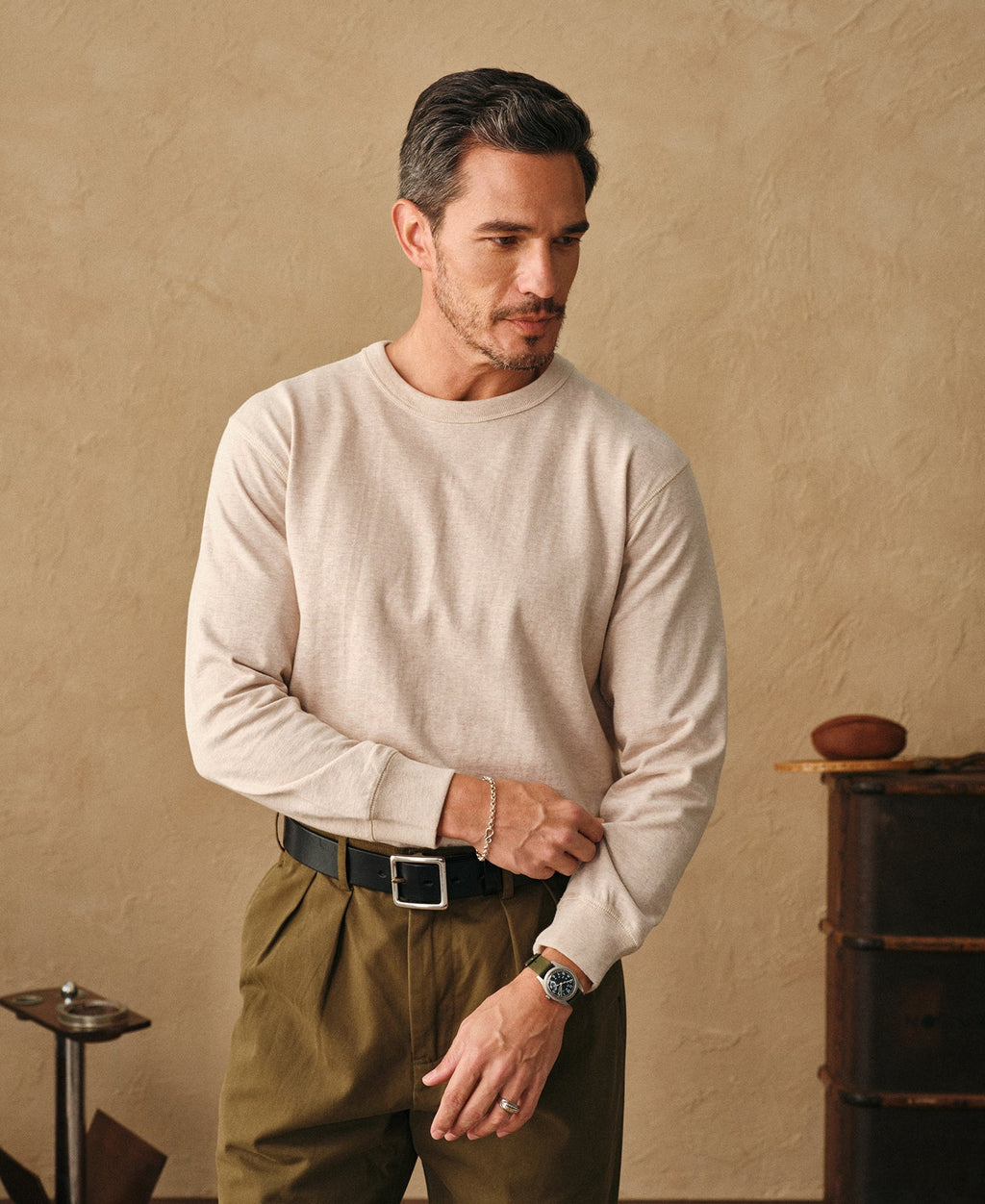 Loopwheel Long Sleeve Cotton T-Shirt
