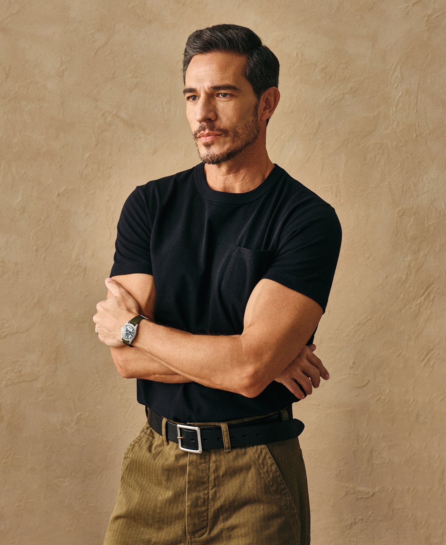 Classic Fit Loopwheel Slub Cotton Pocket T-Shirt