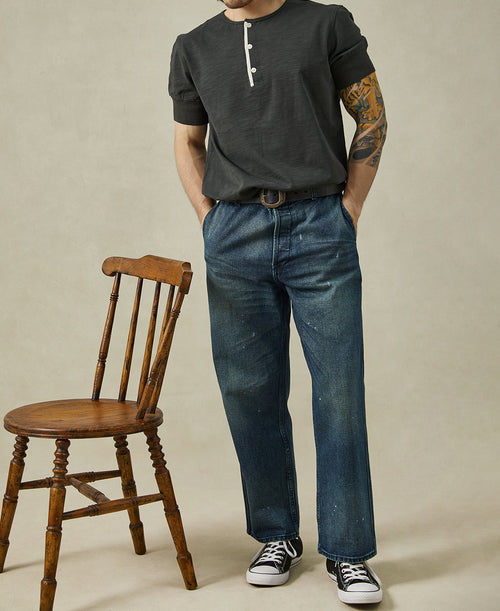 1900s Slub Cotton Short-Sleeve Henley Shirt