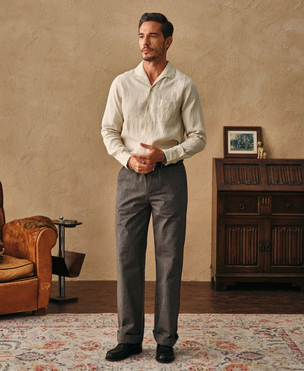 1950s Italian Collar Linen Shirt