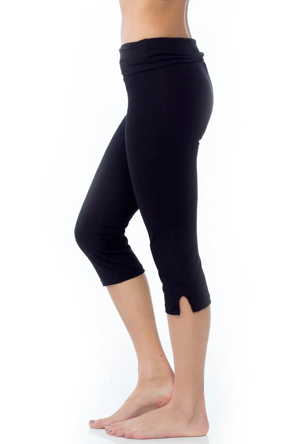 Crop Wide Waistband Foldover Capri Pants