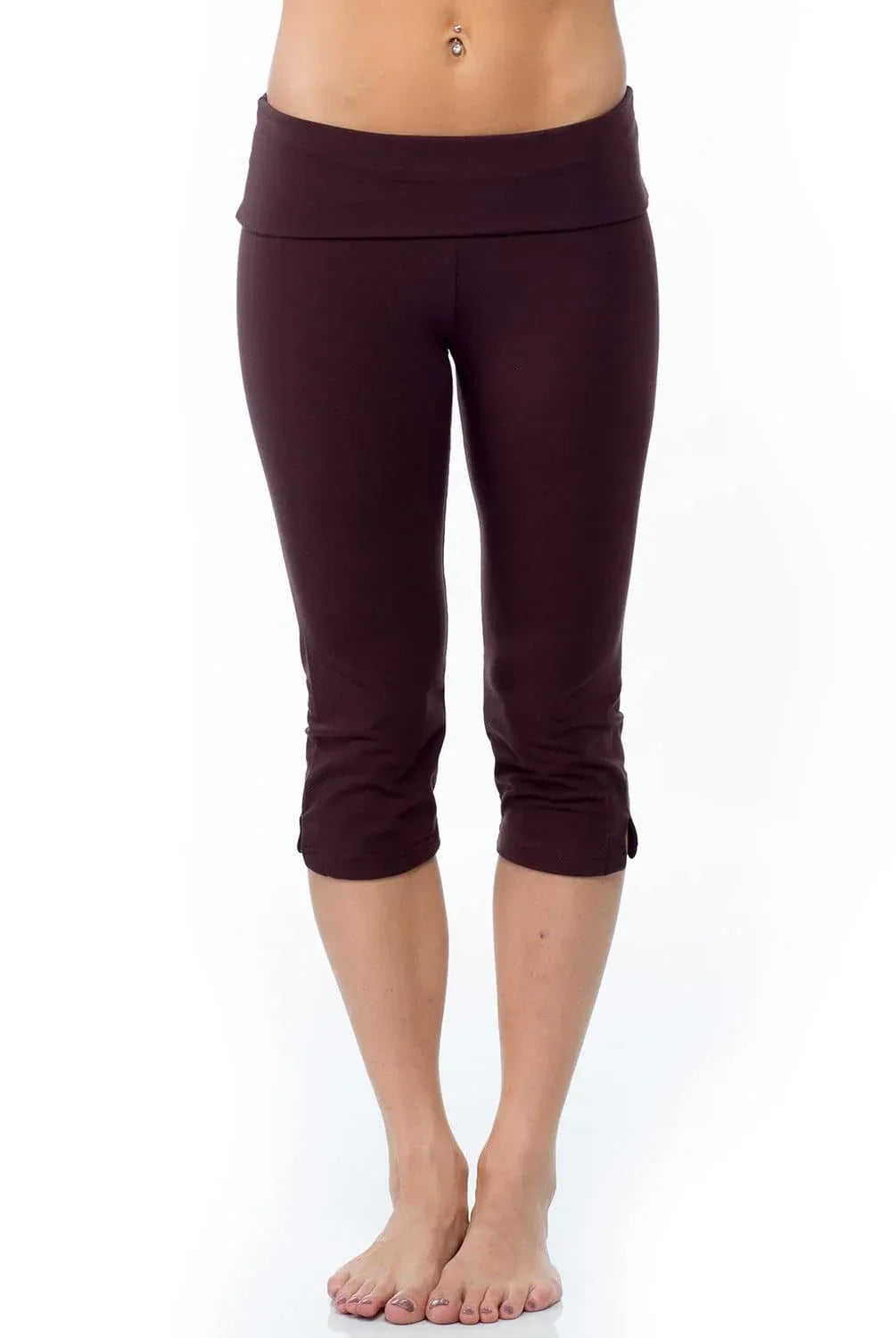 Crop Wide Waistband Foldover Capri Pants
