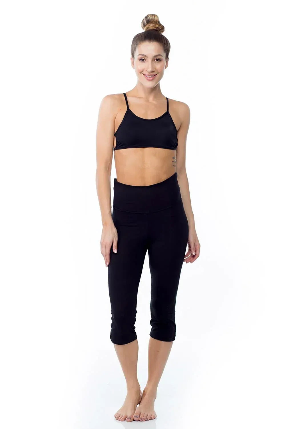 Crop Wide Waistband Foldover Capri Pants