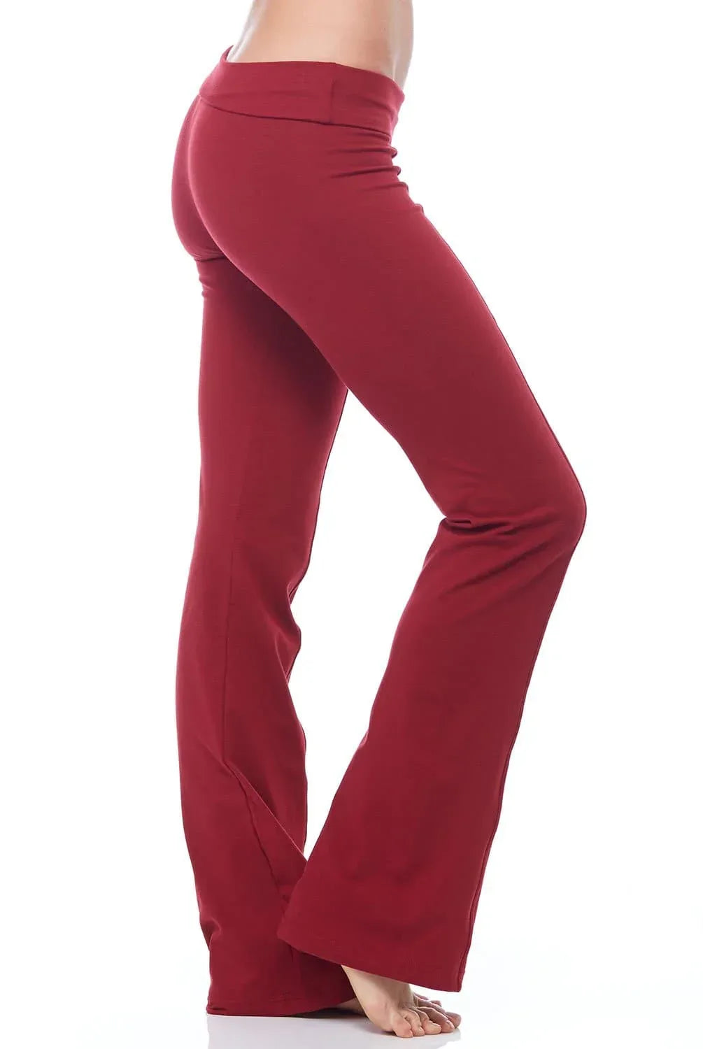 Flare Leggings with Flat Foldover Waistband and Seam Detail