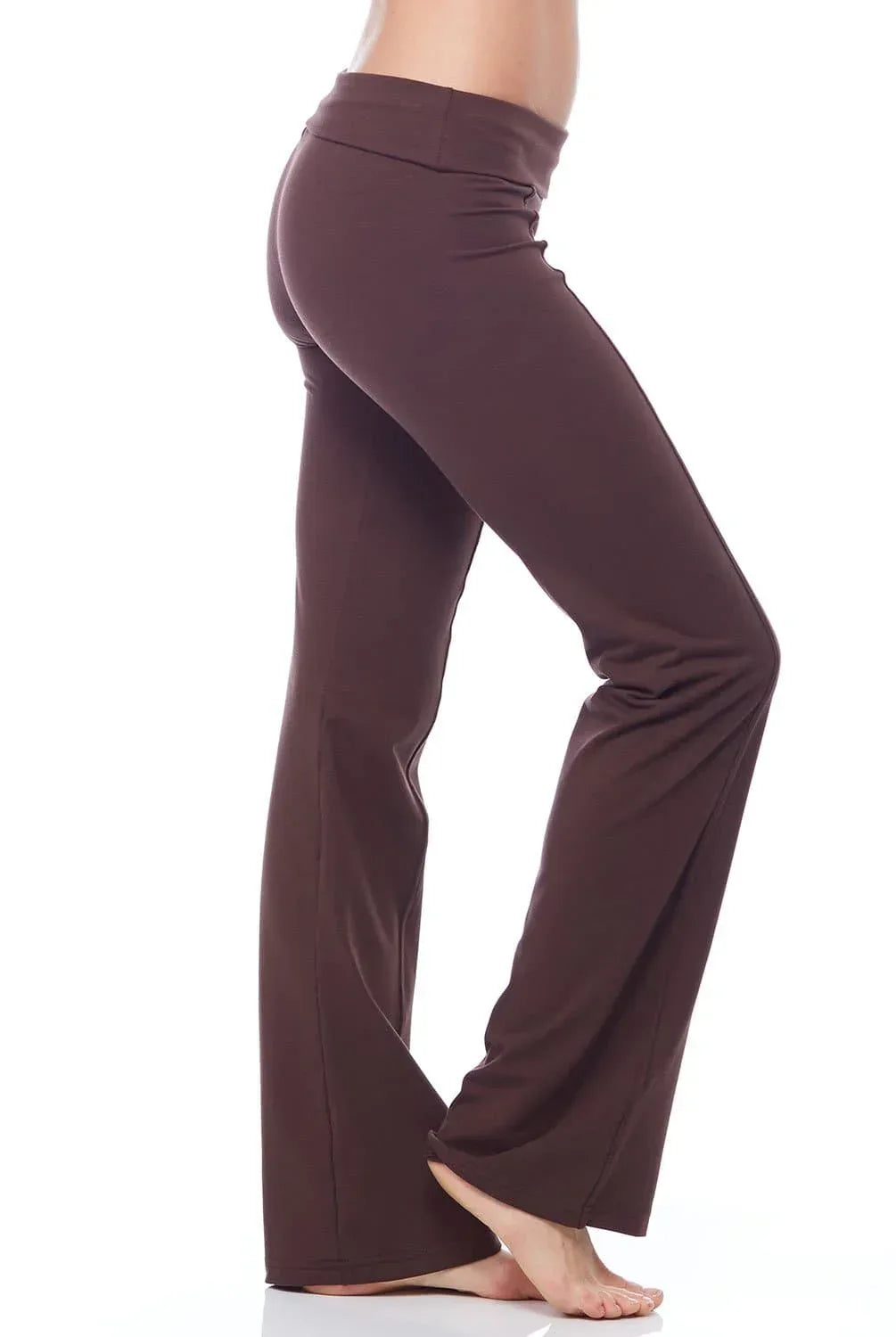Flare Leggings with Flat Foldover Waistband and Seam Detail