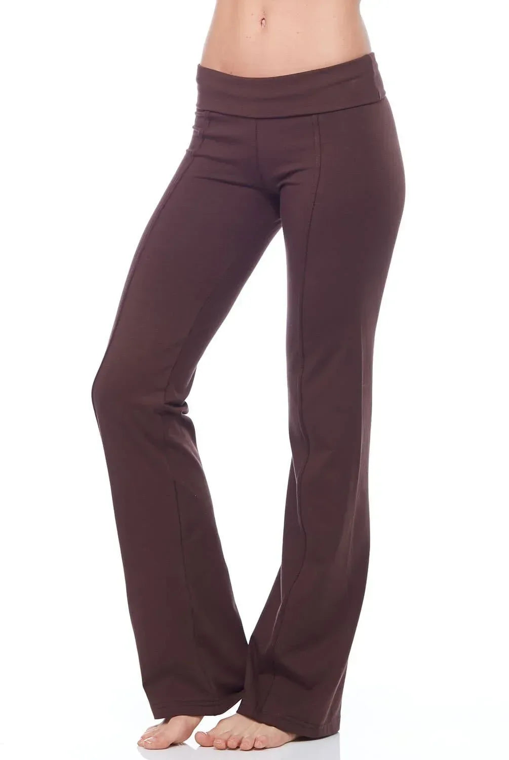 Flare Leggings with Flat Foldover Waistband and Seam Detail