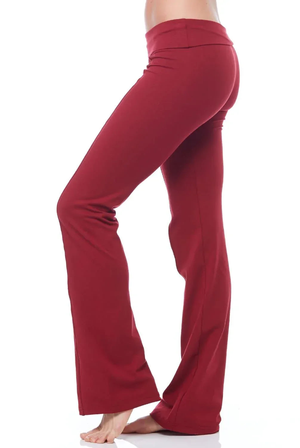Flare Leggings with Flat Foldover Waistband and Seam Detail