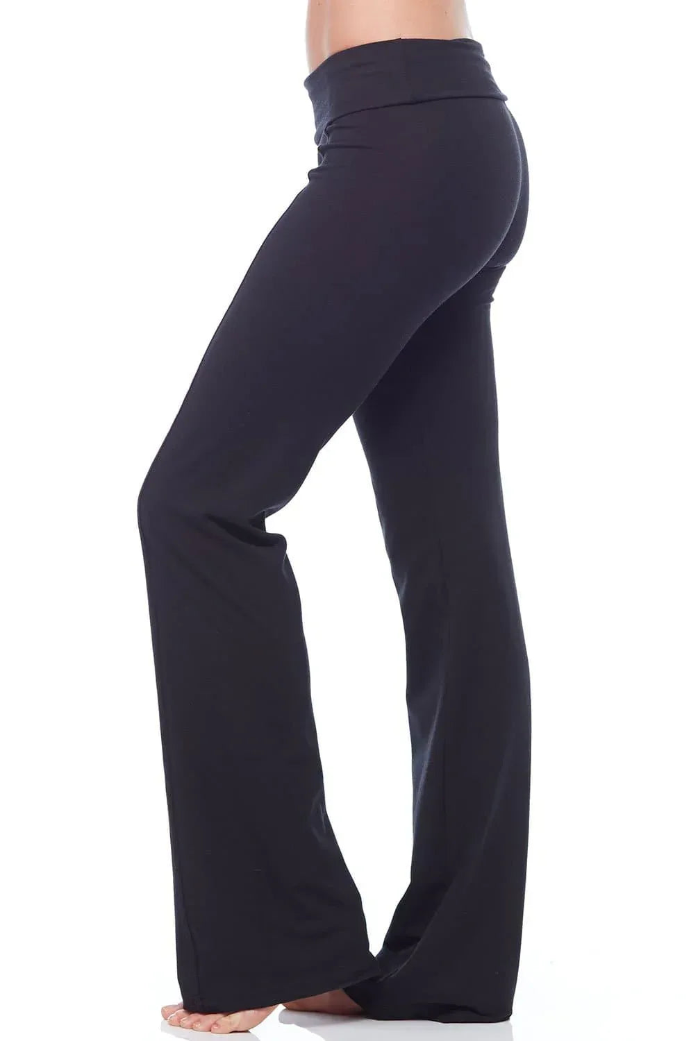 Flare Leggings with Flat Foldover Waistband and Seam Detail
