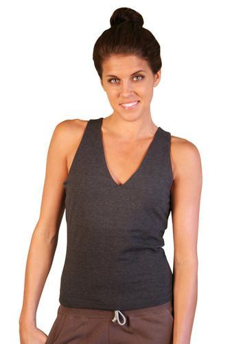 Flat V Neck Tank Top Racerback Shoulders With Bra