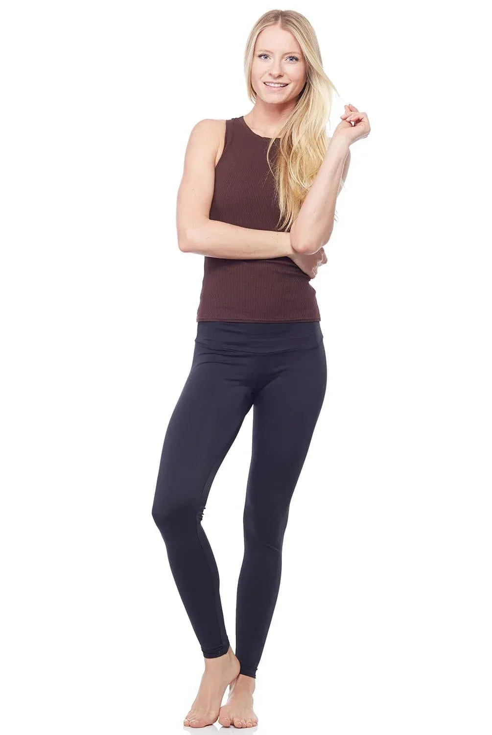 Fitted Silhouette Ribbed High Neck Tank Top