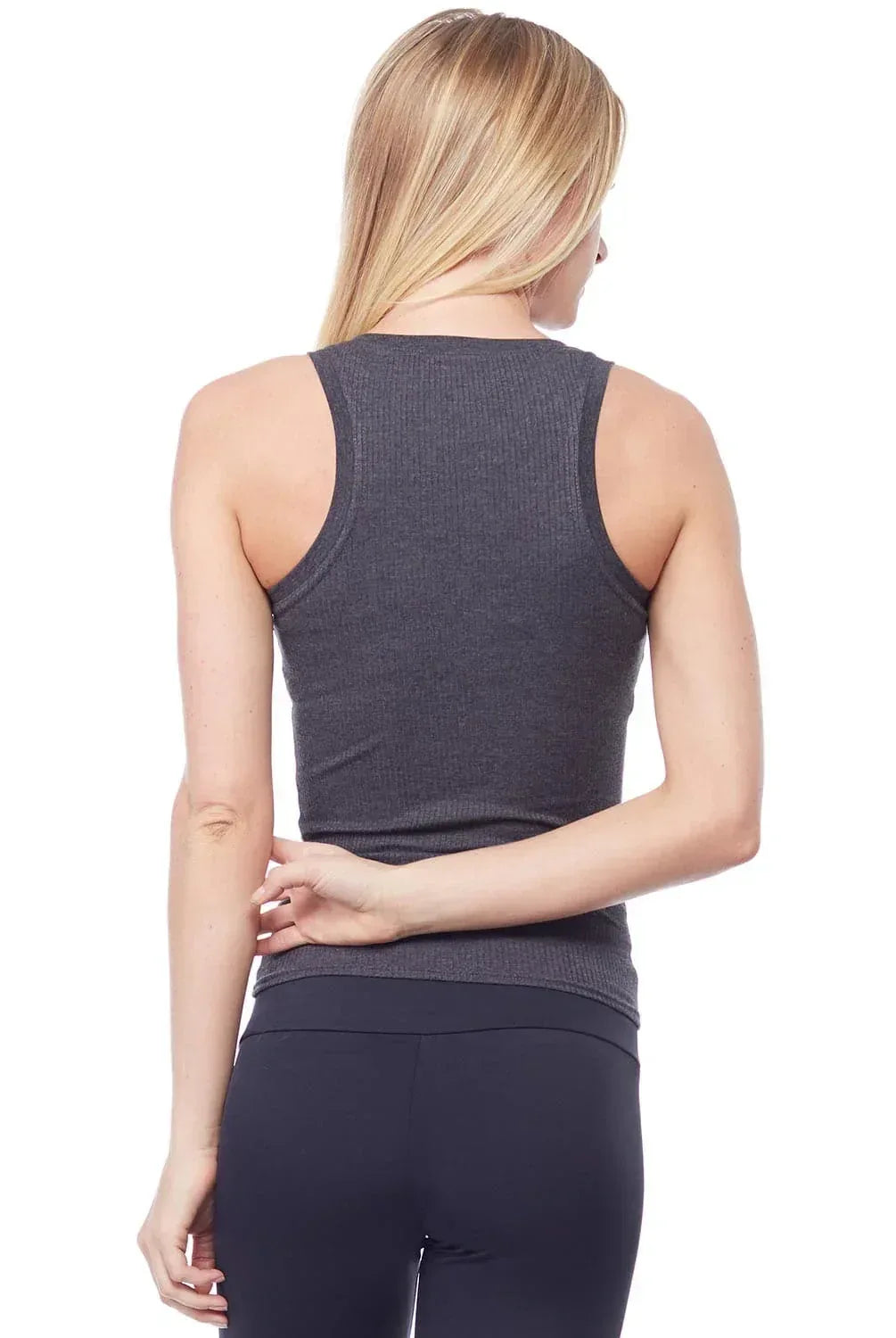 Fitted Silhouette Ribbed High Neck Tank Top