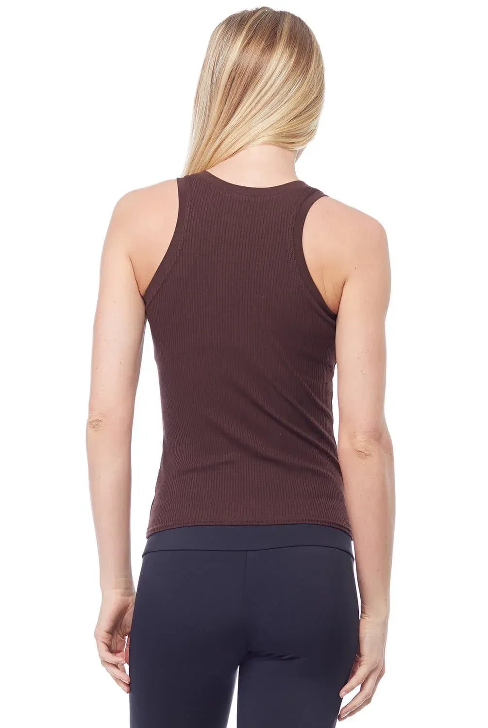Fitted Silhouette Ribbed High Neck Tank Top