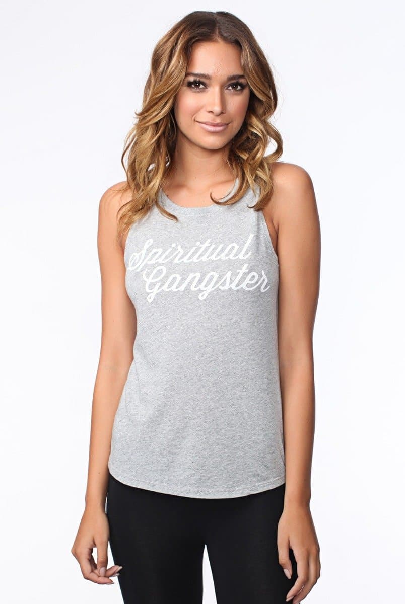 Relaxed Muscle-Style Tank Top Hip-Length - Grey