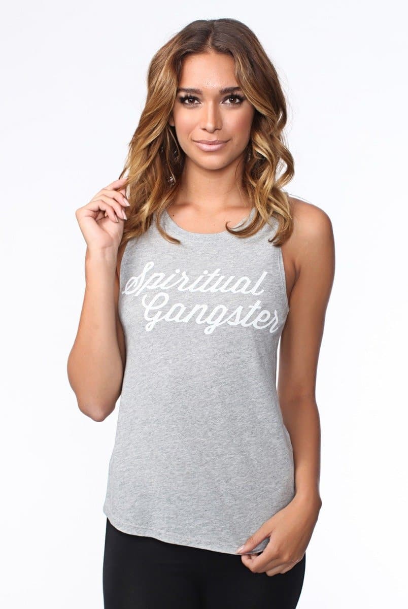 Relaxed Muscle-Style Tank Top Hip-Length - Grey