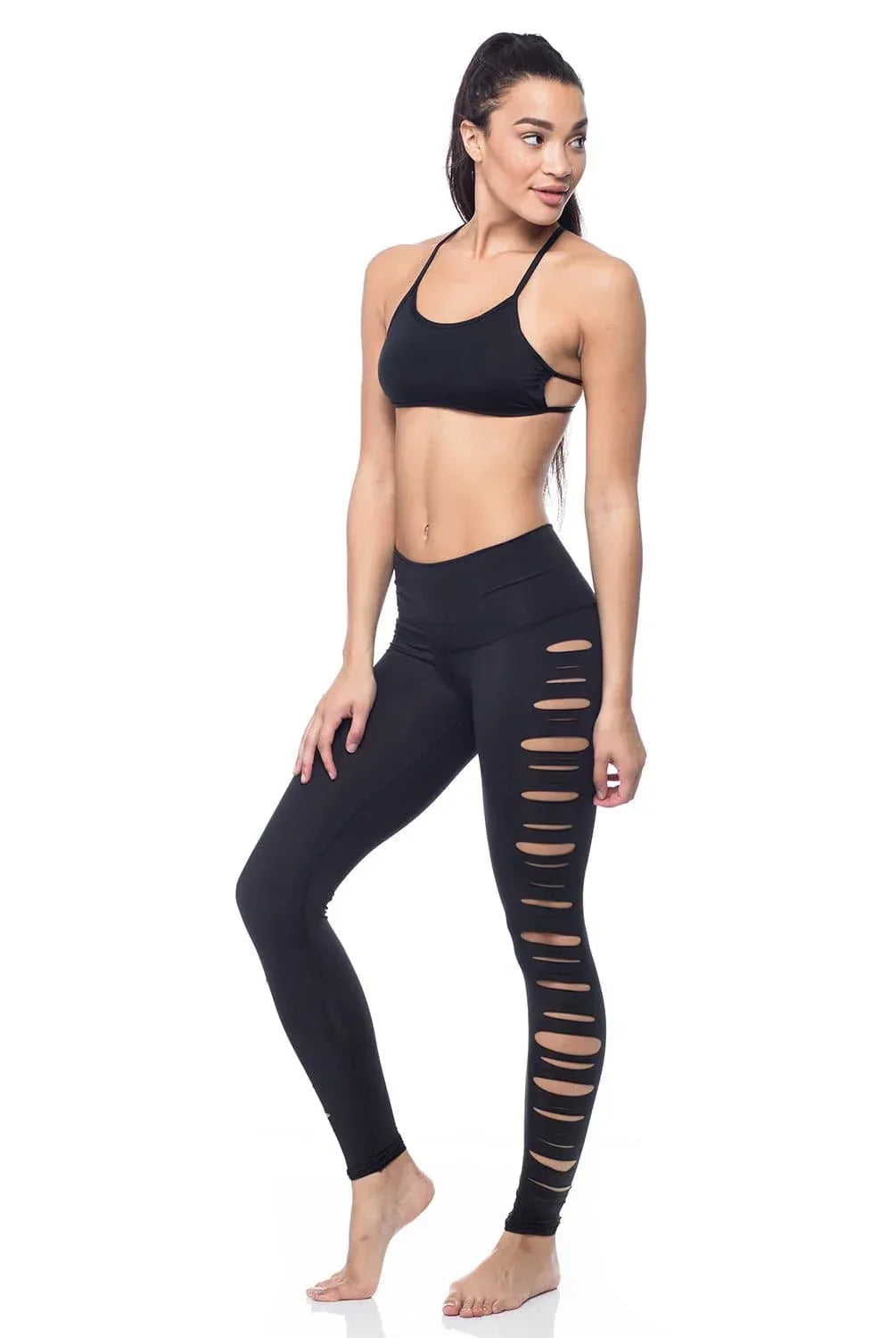 Jimi Hot Pants - Black Eco-Friendly Side Slit Leggings